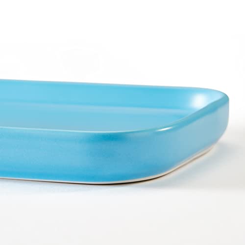 Ceramic Bathroom Tray,Kitchen Sink Organizer Tray,Cosmetics Holder (Blue) - color: Blue