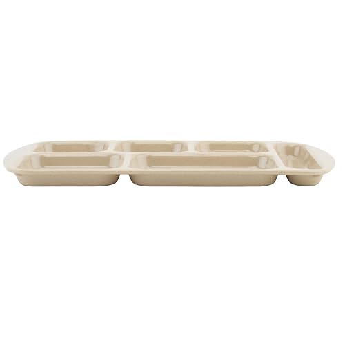 G.E.T. 6 Compartment School Cafeteria Tray, Right Handed, 10" x 15", Sandstone (4 Pack) - color: Sandstone, size: 10" x 15", style: 4 Pack Right Handed Trays