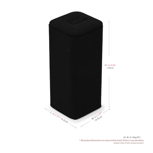 Microfiber Jewelry Ring Display Stand Rings Display Organizer Stand (Black, High) - size: 1.77" x 1.77" x 3.94"