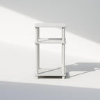 Furinno JUST Side Table, 3-Tier End Table, Open Shelves Night Stand, Bedside Table, Toolless Assembly, for Living Room, Bedroom, Bathroom, White - color: White/White, size: 3-Tier, Round Pole, style: 1-Pack