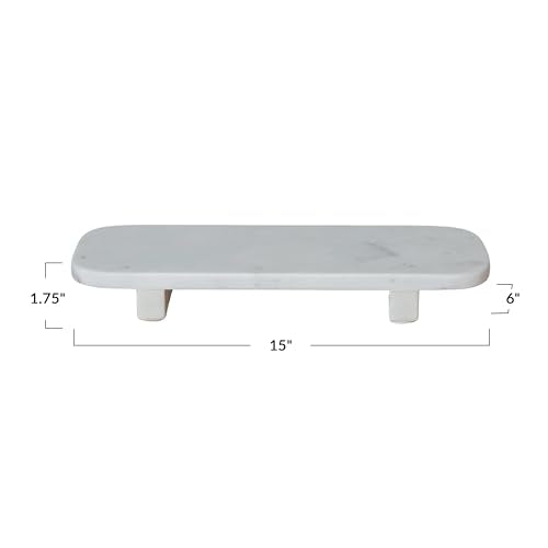 Bloomingville Marble Footed Serving Pedestal, White