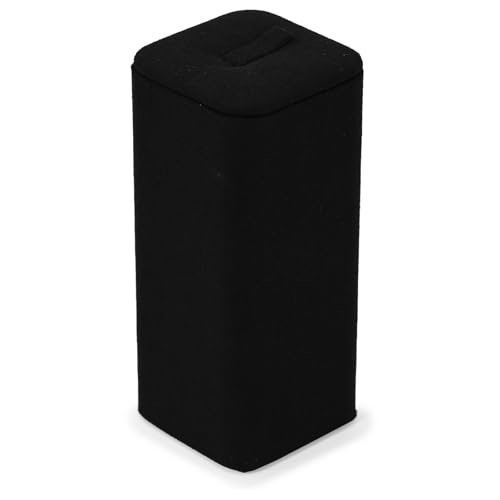 Microfiber Jewelry Ring Display Stand Rings Display Organizer Stand (Black, High) - size: 1.77" x 1.77" x 3.94"