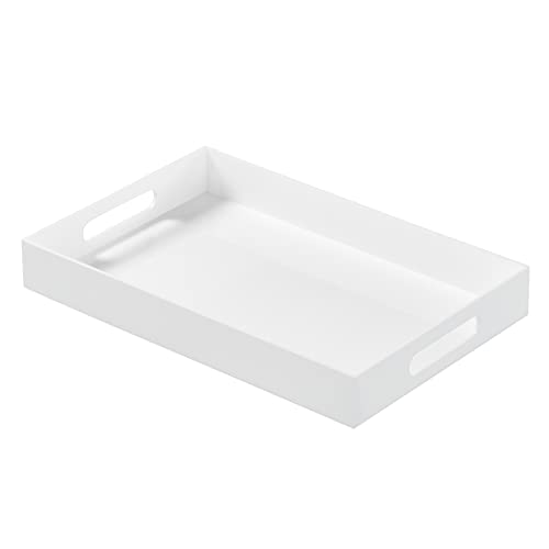 Acrylic Tray with Embedded Handle, 10x15 Inch, White - color: White, size: 15" x 10" x 2"