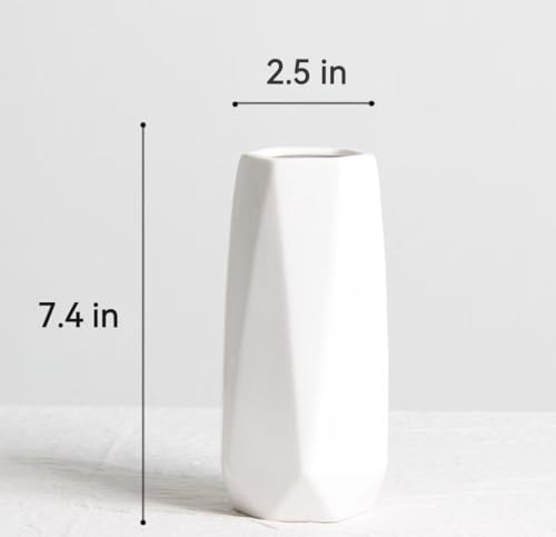 Small White Vase, 7.4 Inch Ceramic Flower Vases Minimalism Style for Modern Table Shelf Centerpiece Home Decor Fit for Housewarming, Weddings, Birthday, Thanksgiving Day, Halloween, Christmas - color: White