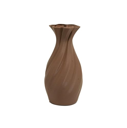 Large 8-Inch Tall Spiral Vase – Modern Waterproof Flower Vase for Centerpieces & Home Decor - 3D Printed PLA Plastic — Not Glass (Brown) - color: Brown