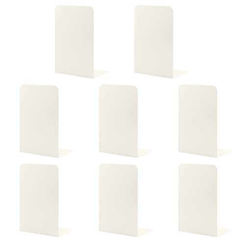 MSDADA Bookends, Book Ends for Book Shelves, Bookends for Office, Book Ends for Heavy Books,Metal Bookend Supports, Modern Minimalist Style Bookends, Milky White (4Pairs) - color: Milky White