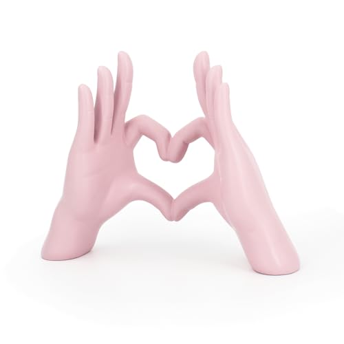 Accessoryway Pink Heart Hands Sculpture Decor - Valentines Day Decorations for Living Room, Bedroom, Office & Shelf Decor,Unique Heart Hands Ring Holder Display for Girls & Wedding Decorations - color: Blush Pink