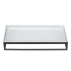 Ribbed Glass and Metal Tray – Frosted White with Black Accents, Modern Minimalist Storage
