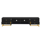 Modern TV Stand with Drawers for TVs up to 75'', Media Console Storage Cabinet Entertainment Center Furniture for Living Room Bedroom, Gold Metal Legs, 70.9-Inch, Black - color: Black