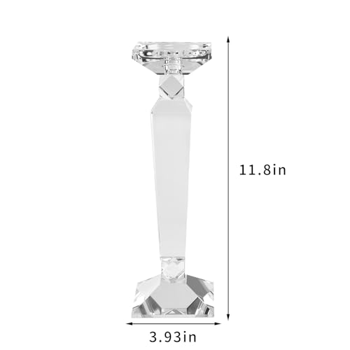 Crystal Candle Holders Set of 2,Crystal Taper/Pillar Candlestick Holders,Ultra Elegant & Modern Centerpiece Home Décor,Wedding(12inch Tall) - size: 12"