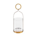 6" Wide Handmade Sturdy Glass Cylinder Jar with Metal Stand in Antique Brass, Display Glass Container for Candles and Plants, Hurricane Lantern, Candle Holder, Industrial, Farmhouse, Outdoor - size: 6"x15"