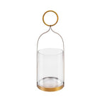 6" Wide Handmade Sturdy Glass Cylinder Jar with Metal Stand in Antique Brass, Display Glass Container for Candles and Plants, Hurricane Lantern, Candle Holder, Industrial, Farmhouse, Outdoor - size: 6"x15"