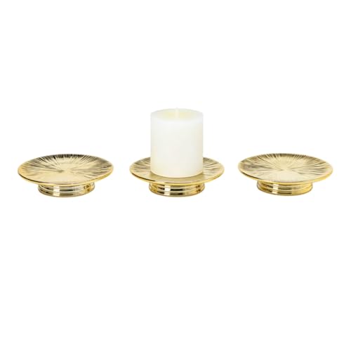 Ceramic Gold Candle Plate Set, 3-Piece – Decorative Candle Holder Tray for Pillar Candles, Jewelry, Trinkets or Bathroom Counter – Elegant Gold Finish for Tabletop & Home Décor - color: Gold 1