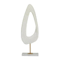 Deco 79 Polystone Abstract Decorative Sculpture Cut-Out Home Decor Statue with Marble Stand, Accent Figurine 7" x 3" x 20", White - size: 7" x 3" x 20"