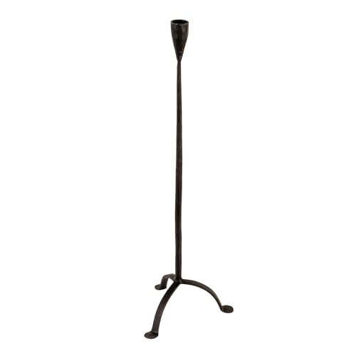 Creative Co-Op 20" H Hand-Forged Cast Metal Footed Taper Holder, Black