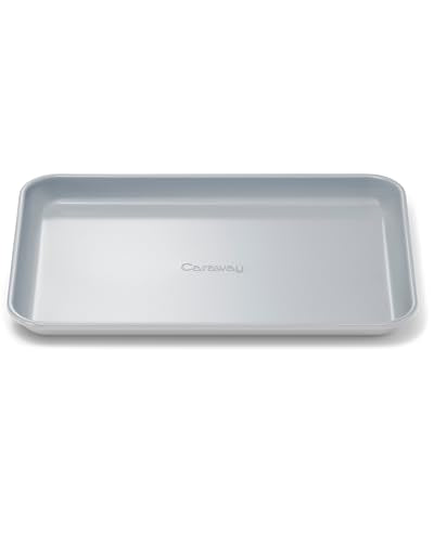 Caraway Nonstick Ceramic Small Baking Sheet (9x13”) – Non-Toxic, PTFE & PFOA Free – Oven Safe – Aluminized Steel Core – Mini Sheet Pan for Baking, Roasting & More - Gray - color: Gray, size: Small 9" x 13"