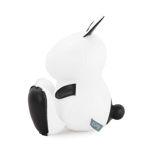 Bookend Rabbit Dafi, Leather Bookends for Shelves, Handmade Animal Home Decor, Zuny Series, White+Black - color: Rabbit Dafi