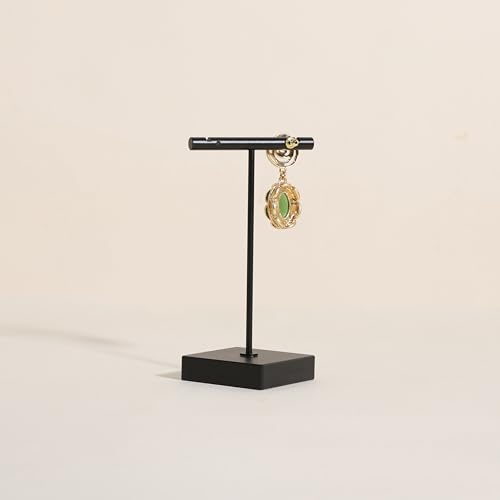 Black earring display stand for selling, Metal earring T bar holder for show, Jewelry earring storage organizer, jewelry photography props (Square base-Black-Low) - color: Black, size: Low