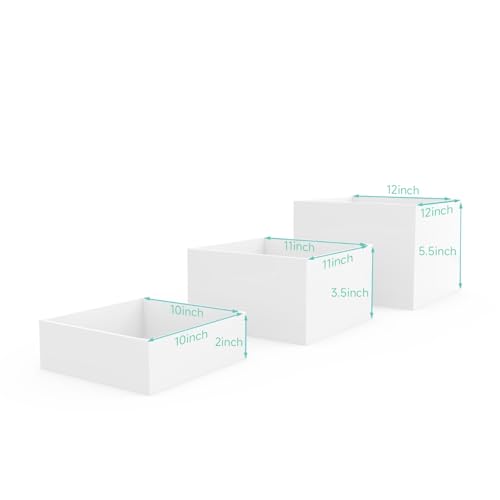 Buffet Risers, White Acrylic Cube for Buffet Table, Display Stand Shelf for Catering Dessert Collectibles Jewelry Figures Show, Food Display Nesting Risers with Hollow Bottoms, Cube, 3Pcs 10"x11"x12"