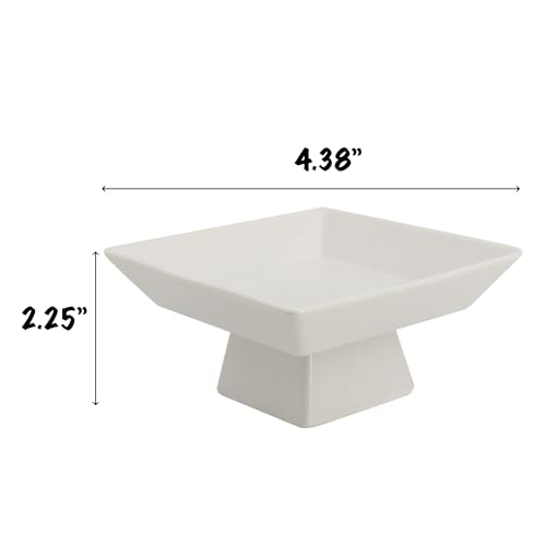 COLLECTIVE HOME - Ceramic Jewelry Tray, Decorative Geometric Jewelry Dish, Luxurious Trinket Tray with High Base, Birthday Mother's Day for Women (Square Matte) - color: Square Matte