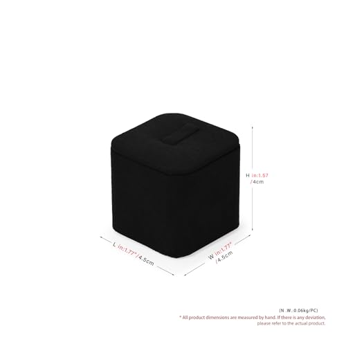 Microfiber Jewelry Ring Display Stand Rings Display Organizer Stand (Black, Low) - size: 1.77" x 1.77" x 1.57"