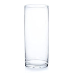 Enova Floral Clear Glass Cylinder Vase 4 x 10 Inches Round Flower Vase, Pillar Candle Floating Candle Holder Vase, Tall Glass Vase for Flowers, Glass Vase for Decor, Wedding Centerpieces (1 Piece) - size: 4W x 10H