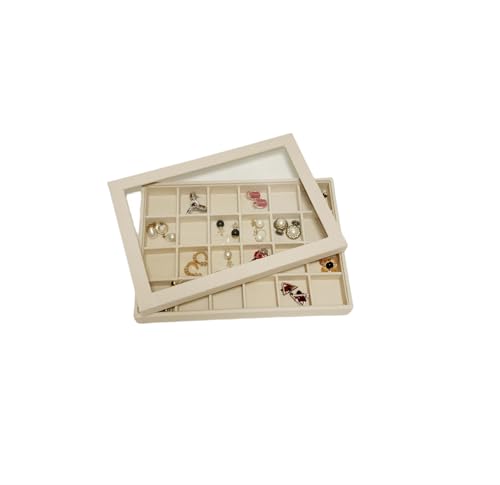 See-Through Transparent Top Lid for Beige Velvet Jewelry Organization Trays - color: Top Lid