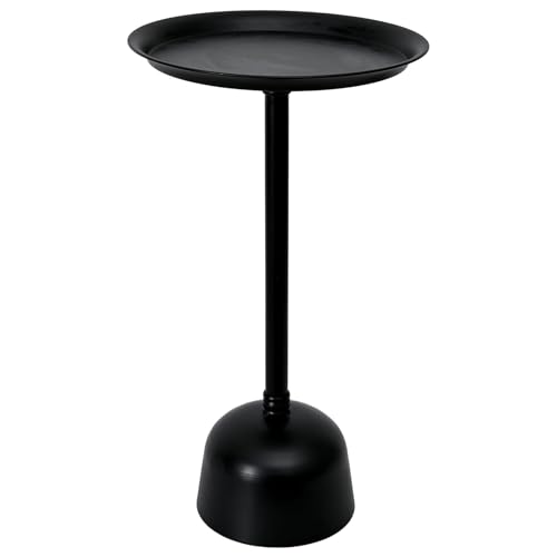 SwallowLiving Small Round Side Table, Tall Pedestal Drink End Tables Living Room, Narrow Night Stand for Small Spaces, Bedroom, Modern Metal Beside Table Entryway Desk Home Decor (Black, 9" x 23") - color: Metal Black
