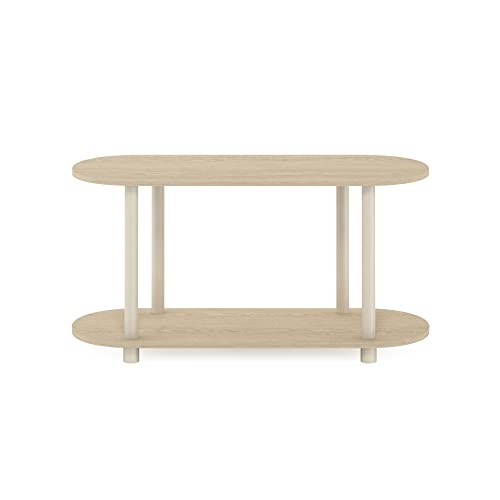 Furinno Turn-N-Tube No Tools Modern Oval Side Table, Bauhaus Oak/Beige - color: Bauhaus Oak/Beige, size: 2-Tier Oval