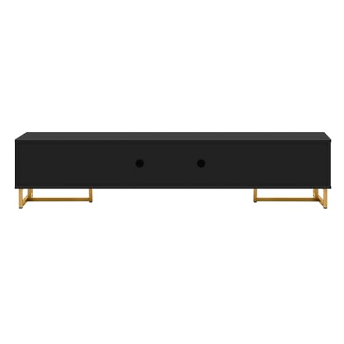 Modern TV Stand with Drawers for TVs up to 75'', Media Console Storage Cabinet Entertainment Center Furniture for Living Room Bedroom, Gold Metal Legs, 70.9-Inch, Black - color: Black