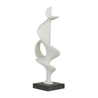Deco 79 Polystone Abstract Decorative Sculpture Home Decor Statue with Black Base, Accent Figurine 10" x 9" x 28", White