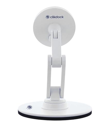 ClikDock Cell Phone Magnetic Wireless Charger Stand, 360° Spin, Aluminum Construction, Compatible with MagSafe Phones for iPhone & Andriod (White) - color: White