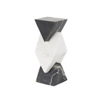 Deco 79 Marble Geometric Decorative Sculpture Stacked Pyramid Home Decor Statue with White Diamond Center, Accent Figurine 4" x 4" x 10", White - size: 4" x 4" x 10"