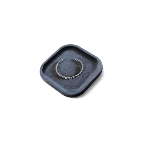 Resilient Velvet Jewelry Display Tray for Ring Earrings Bracelet Necklace, Flat Jewellery Dish for Showcase Store Retail Counter Exhibition Photography Livestream (Slate Gray, Small) - color: Slate Gray, size: Small
