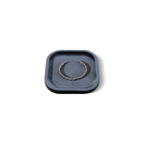 Resilient Velvet Jewelry Display Tray for Ring Earrings Bracelet Necklace, Flat Jewellery Dish for Showcase Store Retail Counter Exhibition Photography Livestream (Slate Gray, Small) - color: Slate Gray, size: Small