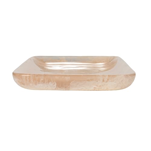 Creative Co-Op Matte Marbled Resin Tray, Blush Pink