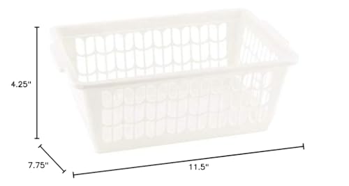 YBM HOME Plastic Perforated Storage Basket Bin Office Drawer, Shelf Desktop Countertop Tray Organizer 32-1188 (1, White) - color: White, size: Pack of 1