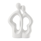 Danya B Hans White Abstract Embrace Couple Decorative Accent Matte Ceramic Sculpture Figure Set