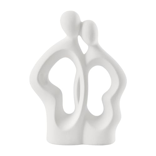 Danya B Hans White Abstract Embrace Couple Decorative Accent Matte Ceramic Sculpture Figure Set