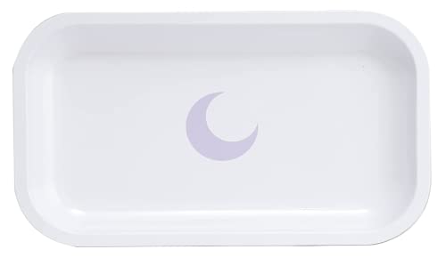 Brando Moon Medium Metal Jewelry Tray - Lightweight Makeup Tray - Curved Edges & Smooth Surface - 10.5 x 6.25” Decorative Tray for Bathroom, Home Décor, Perfume, Candle, Keys Tray