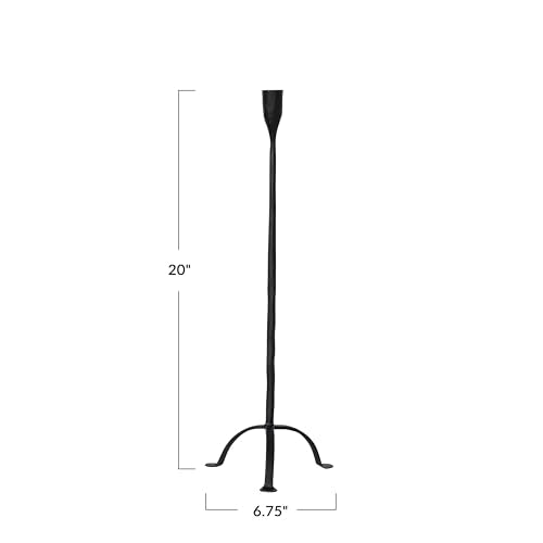 Creative Co-Op 20" H Hand-Forged Cast Metal Footed Taper Holder, Black