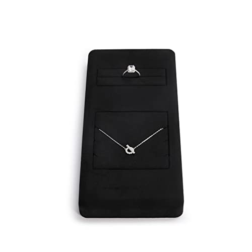 Oirlv Premium Black Microfiber Jewelry Display Tray Jewelry Display Set for Selling Showcase Jewelry Display Holder Small Jewelry Organizer Tray(TT07007) - size: Necklace+ring tray