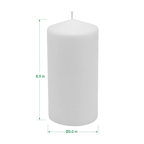 Stonebriar Unscented White Tall Pillar Candles, 65 Hour Burning Candle Pillars, Perfect for Decor, Weddings, Emergencies 3" X 6", 6 count - size: 3" x 6", style: Pack of 6