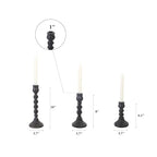 Candlestick Holders, 3 Pcs Rustic Black Candle Holder for Pillar Candles, 100% Solid Wood Decorative Candle Holders Distressed Wooden Farmhouse Candle Holder Large for Fireplace Table