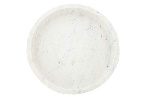Creative Co-Op Minimalist Round Carved Marble Tray or Charcuterie Board, White, 12" - size: 12"