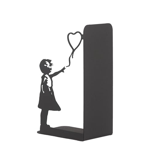 Girl with Balloon Silhouette Bookends, Banksy Arts, Iconic Figure Book Stand, Street Arts, Graffiti Art, Hope Themed Bookend, Decorative Balloon Girl Book Stand, Flying Balloon Girl Book Holder