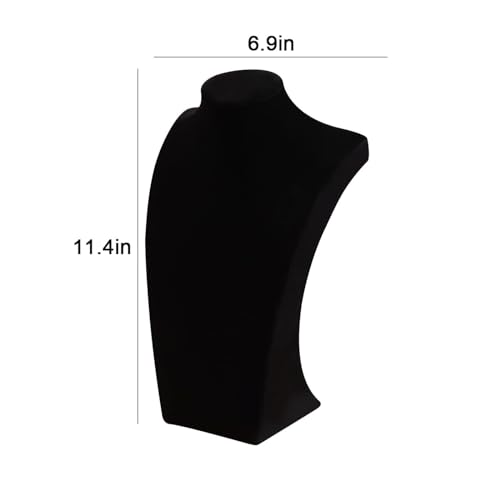 3Pcs Necklace Bust Stand for Selling, Black Velvet Necklace Display Holder, Jewelry Necklace Organizer Rack for Shop Store Exhibition Show (11"Height) - color: Black Velvet, size: 11" Height (3pc)