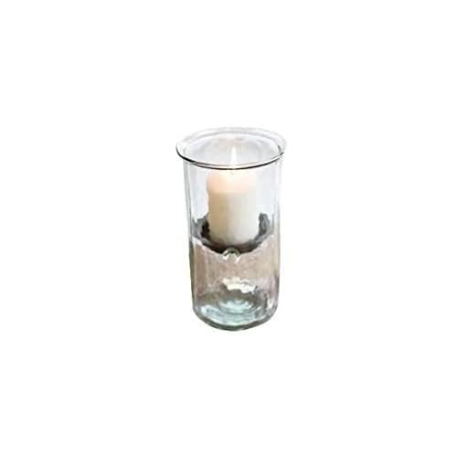 First of a Kind Glass Hurricane Pillar Candle Holder with Rustic Metal Insert, Perfect as a Centerpiece (10" Tall) - size: 10" Tall Clear
