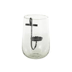 Deco 79 Glass Decorative Candle Holder Candle Stand with Black Metal Accents, Candlestick Holder 7" x 7" x 11", Clear - size: 7" x 7" x 11"