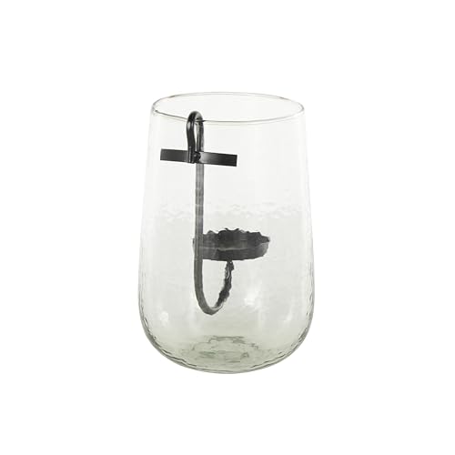 Deco 79 Glass Decorative Candle Holder Candle Stand with Black Metal Accents, Candlestick Holder 7" x 7" x 11", Clear - size: 7" x 7" x 11"